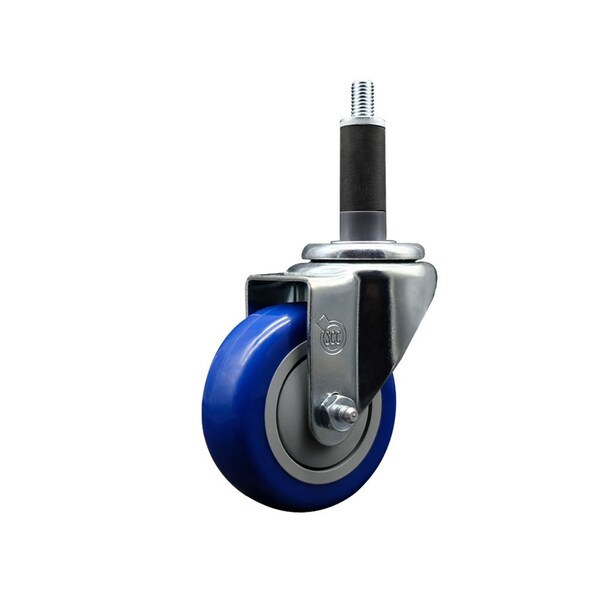 Service Caster 3.5'' Blue Poly Wheel Swivel 1'' Expanding Stem Caster SCC-EX20S3514-PPUB-BLUE-1 - main